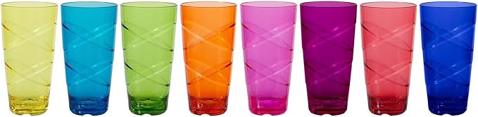 CreativeWare Circus Set of 8, 24 Ounces Tumbler Set, 24 oz, Multicolor (CIR08MULTI)
