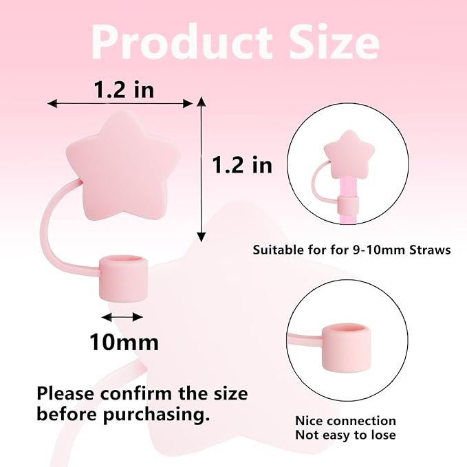 6Pcs Straw Covers Cap Toppers Compatible with Stanley 30&40 oz Tumbler Cup,Reusable Cute Silicone Straws Tips Lids Protectors for 0.4 in/10mm Stanleys Cups Straws Accessories(6PCS)