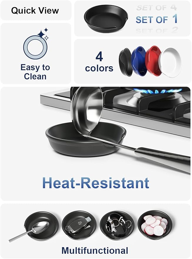 LE TAUCI Ceramic Spoon Rest, 4.8 Inch Spoon Rest for Stove Top, Spoon Holder for Kitchen Counter, Coffee Spoon rest, Utensil Rest for Cooking, Crude Black