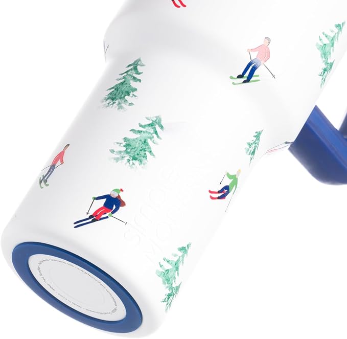 Simple Modern 40 oz Tumbler with Handle and Straw Lid | Leak-Proof Insulated Stainless Steel Water Bottle Travel Mug Cupholder Use | Gifts for Women Men Him Her | Trek Signature | Downhill Skiing