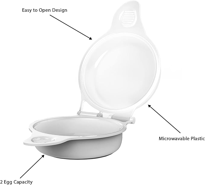 Microwave Egg Maker, a Healthy Breakfast Cooking Utensil by Chef Buddy- Kitchen Essentials, Easy to Make- Holds Up to Two Eggs and Cooks in 45 Seconds