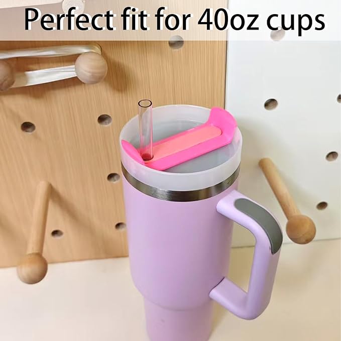 40 OZ Tumbler Lid Replacement Fit for Stanley Cup, 2 Pack Replacement Lids Fit for Stanley Travel Tumbler, Spill Proof Tumbler Covers for Stanley Cup Accessories (Opaqu - Hot Pink)