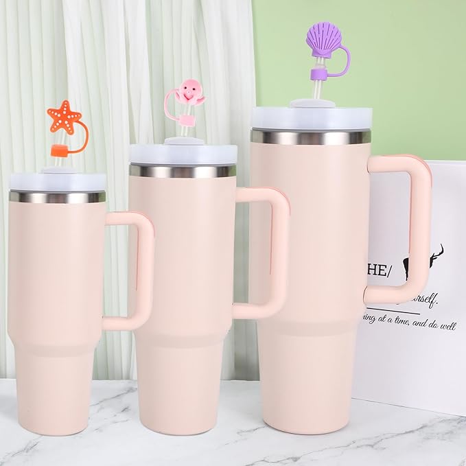 Stanley 30&40 Oz Tumbler Straw Covers - 8 Cute Silicone Caps in Various Shapes, Compatible With Marine Style Straws