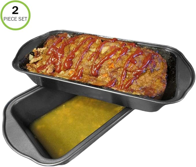 Evelots Meatloaf Pan-Drains Fat-Non Stick-Cooking/Baking-More Flavor-2 Piece Set