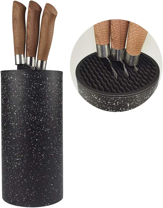 Universal Knife Block without Knives Multi-Functional Freedom Knife Storage Stand Resin Round Knife Holder Unique Design Slot to Protect Blades Detachable Easy to Clean Countertop Knife Holder