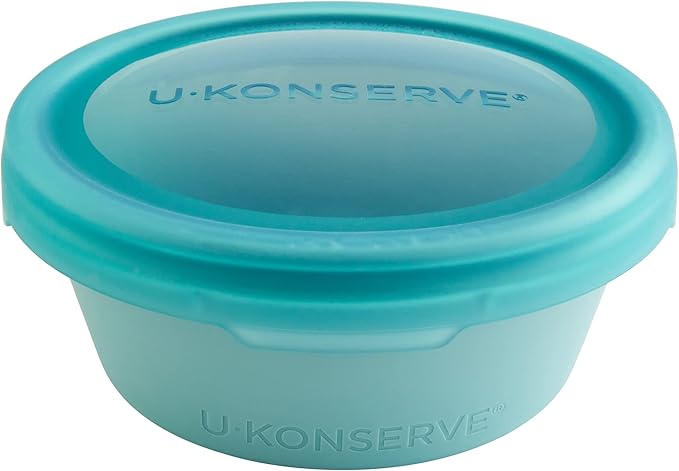 U Konserve Platinum Silicone Food Storage Bento Box Dual Seal Container - Leak Proof, Shatter Proof, Dishwasher Safe, Plastic Free - 20oz (Seafoam)