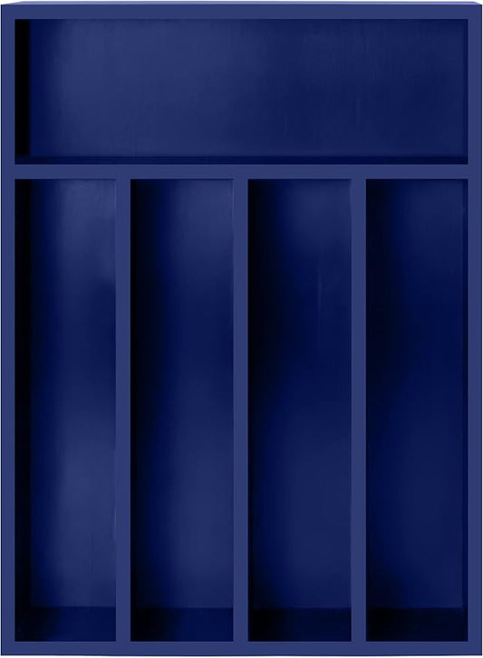 Utopia Kitchen Silverware Organizer, Bamboo Utensil Drawer Organizer for Cutlery, Utensils & Flatware (5 Compartment, Blue) Pack of 1