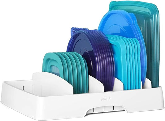 YouCopia StoraLid Adjustable Food Container Lid Organizer for Kitchen Cabinet Storage, Large Classic Edition