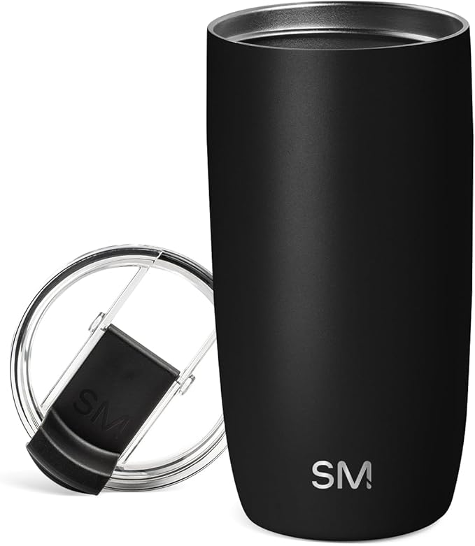 Simple Modern Travel Coffee Mug Tumbler with Flip Lid | Reusable Insulated Stainless Steel Cold Brew Iced Coffee Cup Thermos | Gifts for Women Men Him Her | Voyager Collection | 16oz | Midnight Black