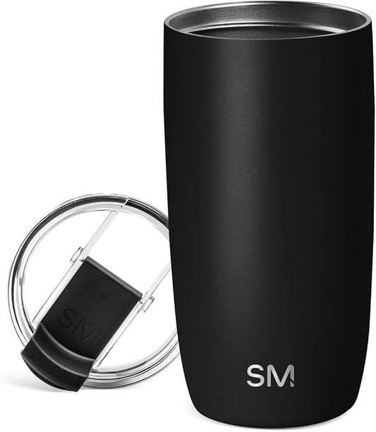 Simple Modern Travel Coffee Mug Tumbler with Flip Lid | Reusable Insulated Stainless Steel Cold Brew Iced Coffee Cup Thermos | Gifts for Women Men Him Her | Voyager Collection | 16oz | Midnight Black