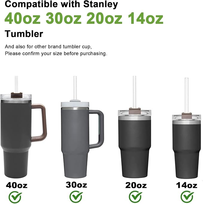 6Pack Replacement Straws for Stanley 40oz 30oz 20oz 14oz Adventure Quencher Travel Tumbler, Yoelike Reusable Glitter Straws with Brush Compatible with Stanley Cup Mug Accessories