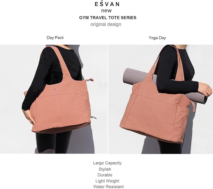 ESVAN Yoga Tote Bag Mat bag Women Shoulder Bags Carryall Tote - Image 5