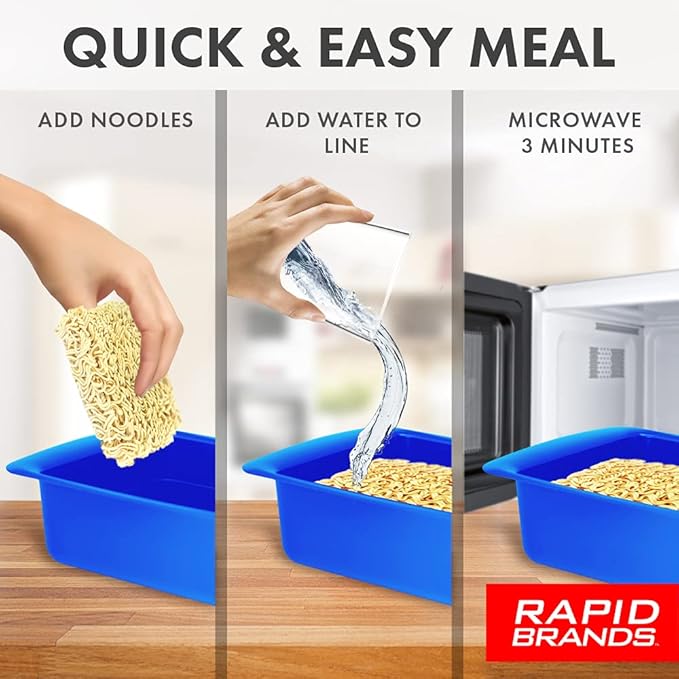 Rapid Ramen Cooker | Microwavable Cookware for Instant Ramen | BPA Free and Dishwasher Safe | Perfect for Dorm, Small Kitchen or Office | Blue, 2 Pack
