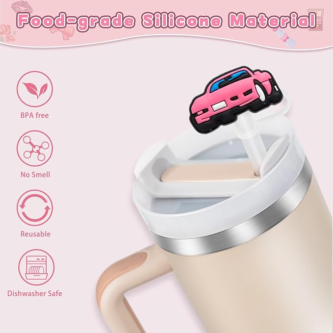 9PCS Straw Covers for Stanley Cup Tumbler 30 oz / 40 oz Leak Proof Straw Toppers 10mm Silicone Cute Caps for Stanley Cup Accessories-Black Girl