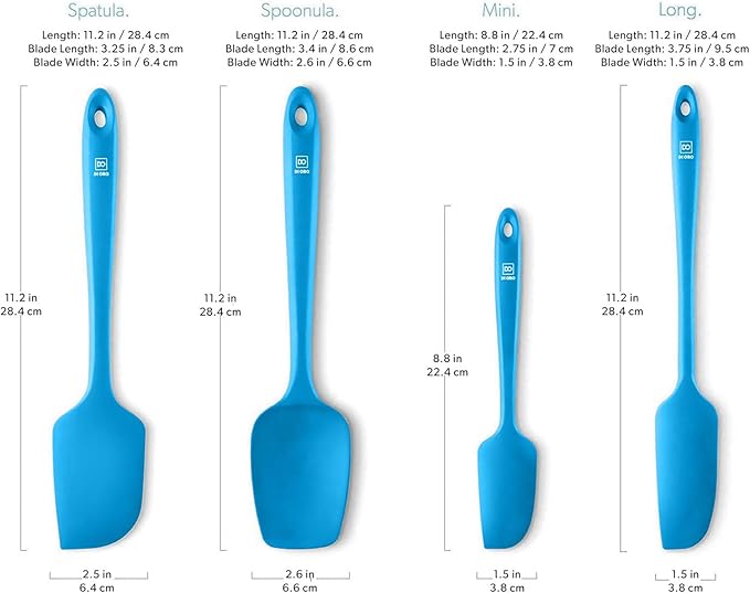 DI ORO Silicone Spatula Set - Rubber Kitchen Spatulas for Baking, Cooking, & Mixing - 600°F Heat-Resistant & BPA Free Silicone Scraper Spatulas for Nonstick Cookware - Dishwasher Safe (4pc, Blue)