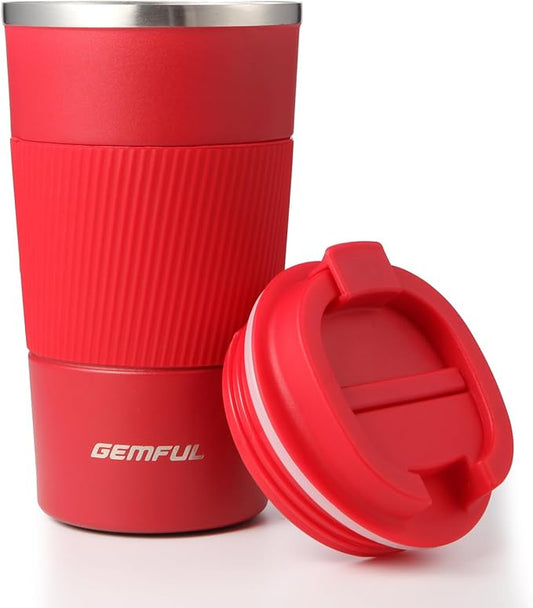 GEMFUL Travel Coffee Mug Insulated To Go Coffee Mug Tumbler with Lid Portable Stainless Steel Reusable Leak Proof Coffee Cups for Women Hot Cold Drinks 17oz (Red)