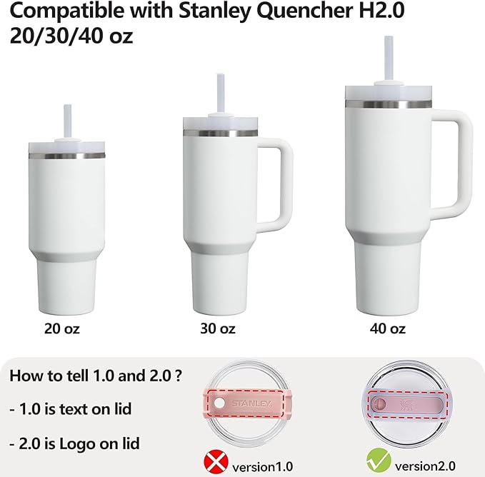 Silicone Spill Stopper Set Compatible with Stanley Cup 2.0 30oz & 40oz with Straw Cover (Set of 2, Frost)