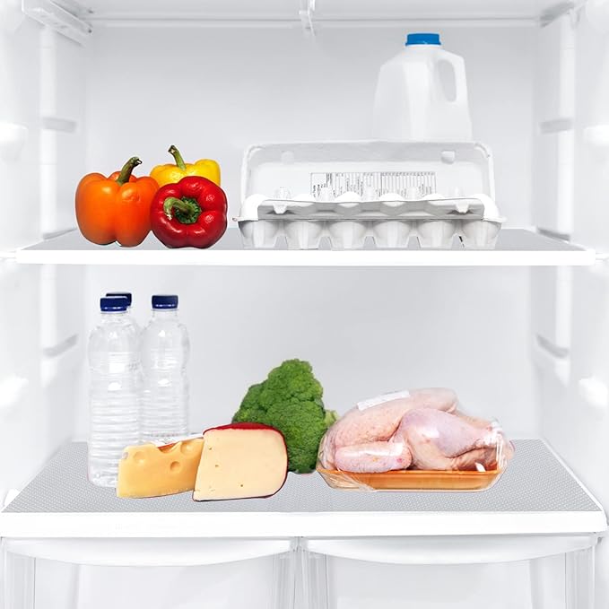 8 PCS Refrigerator Mats, EVA Refrigerator Liners for Shelves Washable Can Be Cut Fridge Shelf Liner Waterproof Fridge Pads Mat Drawer Table Placemats (Clear)