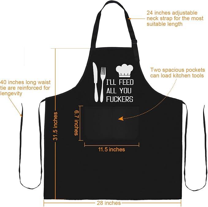 Funny Cooking Aprons for Men Gifts for Dad Husband Boyfriend Brother Unique Birthday Gifts for Men Women BBQ Grilling Apron