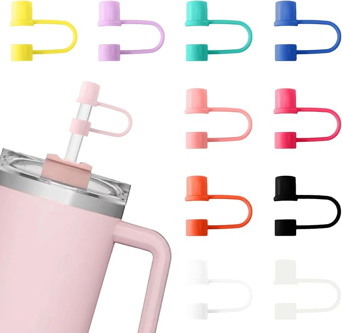 11PCS Silicone Straw Covers Cap Compatible with Stanley Cup 30-40 oz Tumbler with Handle 10mm Straw Toppers Reusable Straw Cover for Stanley Cup Accessories