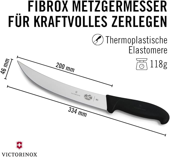 Victorinox Fibrox 8-Inch Curved Breaking Knife, Black
