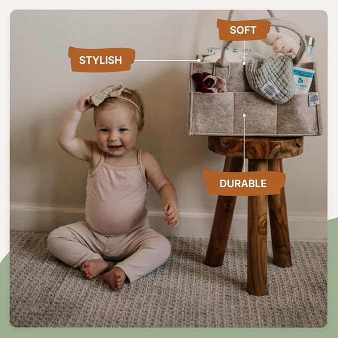Parker Baby Co. Diaper Caddy - Nursery Storage Bin and Car Organizer for Diapers and Baby Wipes - Oatmeal, Large