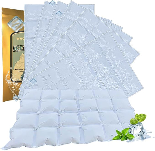 Ice Sheets for Coolers Reusable - Ice Pack Sheets - Ice Mat with Flexible 96 Ice Cube Packs - Ice Blanket Large Flat Freezer Long Lasting Ice Packs for Cooler