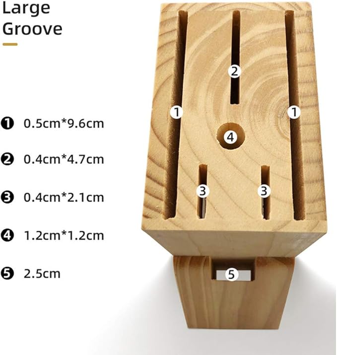 Wooden Knife Block Countertop Knife Holder Knife Organizer with Scissors-Slot for Kitchen