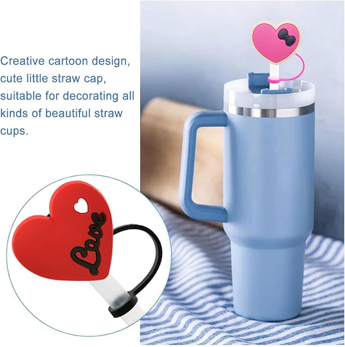 Straw Cover Cap for Stanley Cup,Straw Topper Compatible for 30&40 Oz Tumbler with Handle,10mm 0.11in Dust-Proof Reusable Straw Tips Lids,Straw Tip Covers for Christmas Gifts