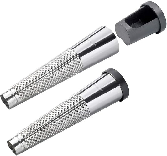 GEFU Extra Fine Stainless Steel Grater with Removable Storage Compartment for Nutmeg, Spices, and Citrus