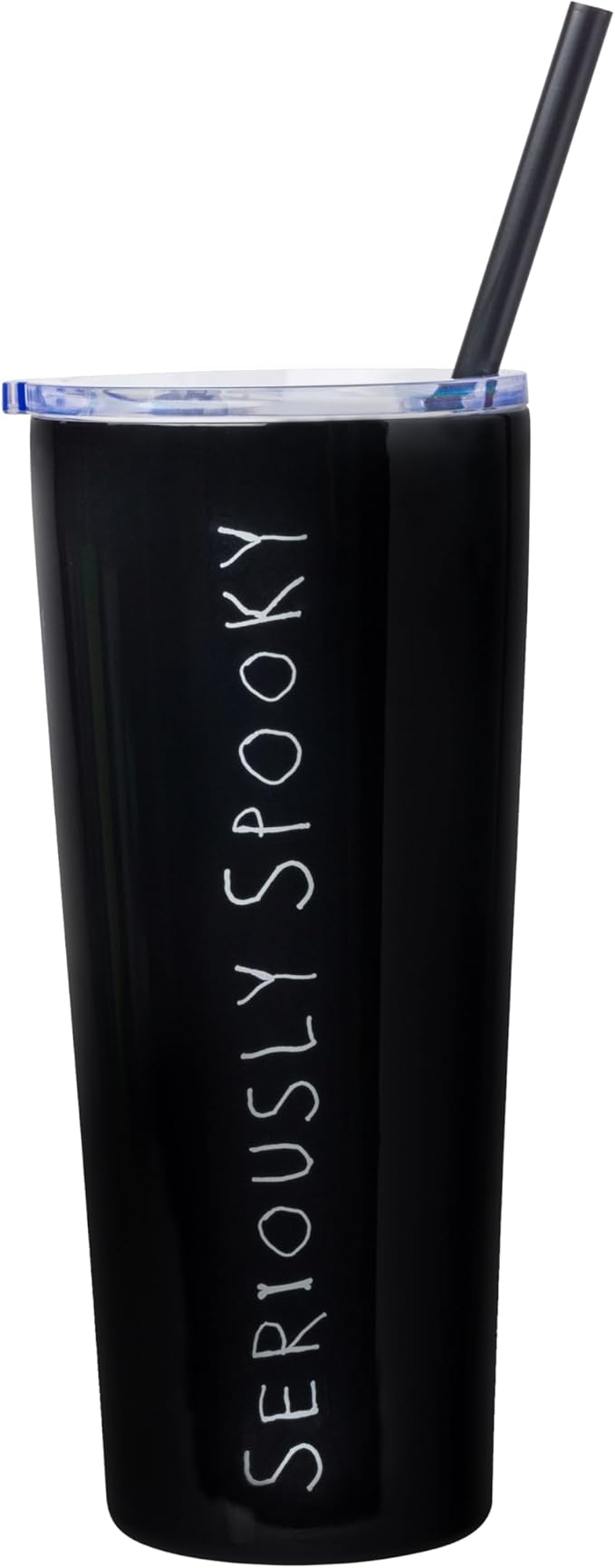 Silver Buffalo Disney Tim Burton's Nightmare Before Christmas Jack Skellington “Seriously Spooky” Double Walled Stainless Steel Tumbler With Straw, 22 Ounces