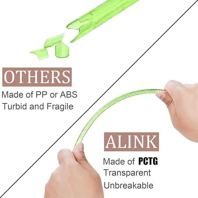 ALINK 12PCS Reusable Clear Green Glitter Straws, 11" Long Hard Plastic Tumbler Drinking Straws with Cleaning Brush
