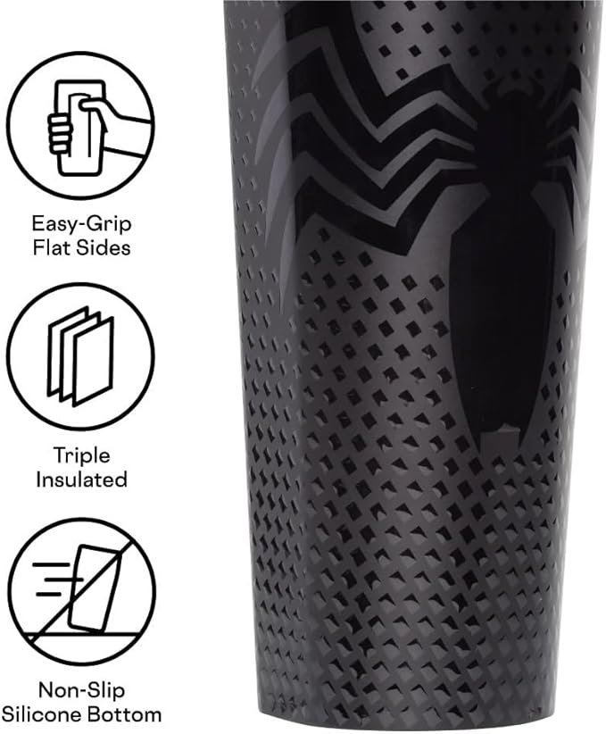 Corkcicle Marvel Tumbler - Insulated Stainless Steel Travel Cup - Cold & Hot Drinks - Reusable - Durable - Spill Proof Lid - Non-Slip Silicone Base - Easy Grip - BPA Free - 24 oz - Venom