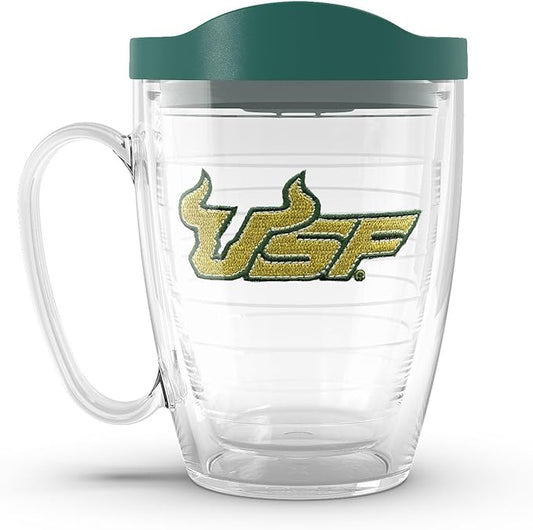 Tervis Made in USA Double Walled University of South Florida Bulls Insulated Tumbler Cup Keeps Drinks Cold & Hot, 16oz Mug, Primary Logo