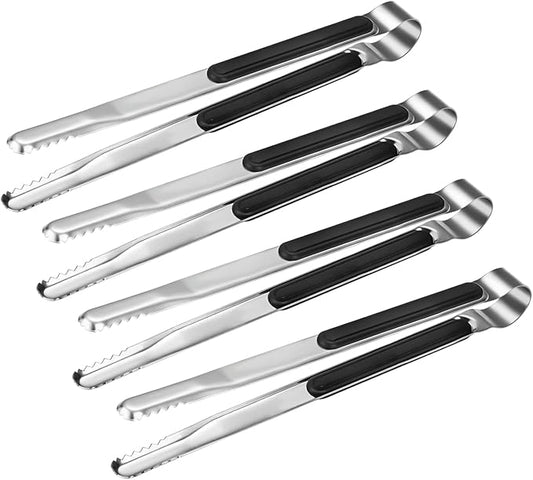 4 Pack Premium Stainless Steel Kitchen Tongs, Serving Tongs for Cooking, XEVOM Metal Food Tongs with Non-Slip Grip, Heat Resistant Grill Tongs 12 inch