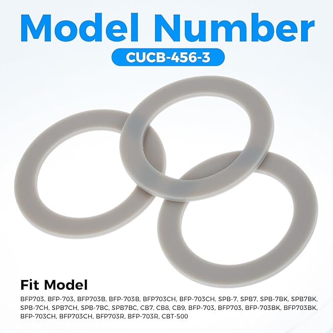 3Pcs Blender Gasket Rubber Seal O-Ring CUCB-456-3, Replacement for Cuisinart Blenders BFP703 BFP-703 BFP703B BFP-703CH SPB-7 SPB7 SPB-7BK CB8 CB9 BFP-703