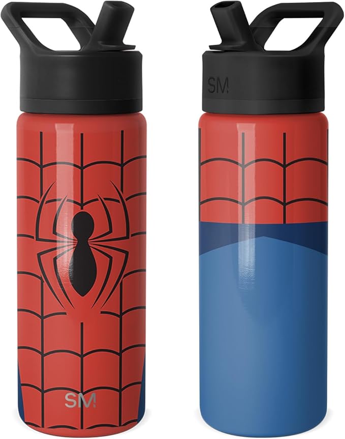 Simple Modern Kids Summit Water Bottle with Straw Lid | Marvel Spider Man 18oz Stainless Steel Cup Insulated Tumbler for Boys, School | Spider Armor