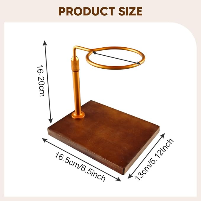 Coffee Dripper Stand Pour Over Rack Alloy Wood Hand Brewer Holder Adjustable - Image 3