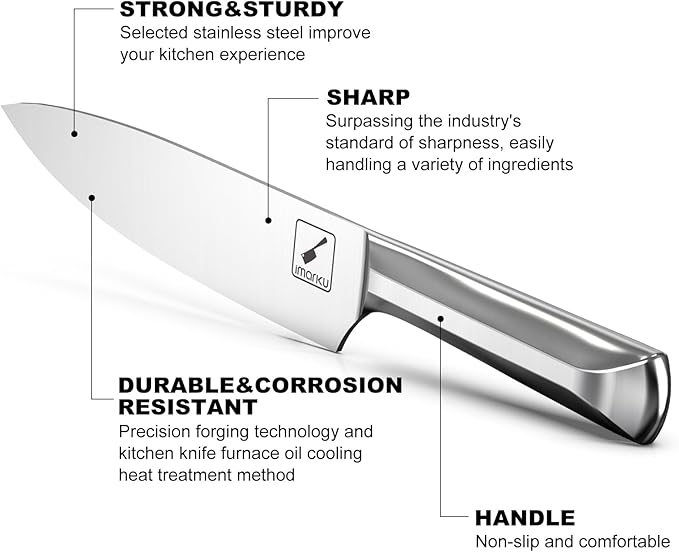 Knife Block Set, imarku 16 Pcs Kitchen Knife Set with Sharpening Rod, High Carbon Stainless Steel Knives Set for Kitchen with Ergonomic Non-Slip Handle, Dishwasher Safe
