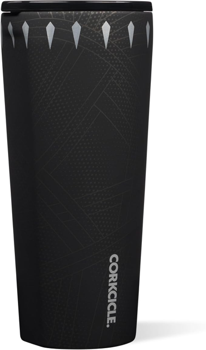 Corkcicle Disney Tumbler - Triple-Insulated Stainless Steel - Keeps Drinks Cold 9 Hours - Spill-Proof Lid - Reusable - Summer Drinkware Gift - Keeps Drinks Ice Cold - 24 oz - Black Panther