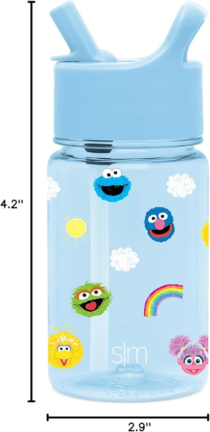 Simple Modern Sesame Street Kids Tritan Plastic Summit Water Bottle | 12 oz BPA-Free Cup with Covered Leak Proof Straw Lid for Boys, Girls, Toddlers | Pals