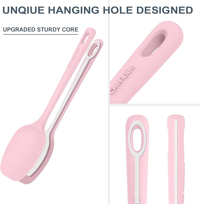 5 Pieces Silicone Spatula Set, Food Grade Rubber Spatula, Upgrade Strong Handle with Ergonomic Grip, Heat Resistant Up to 600°F for Nonstick Cookware, Cooking Candy Series