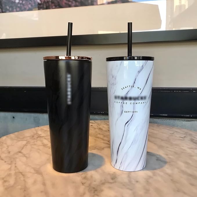 ALINK 12-Pack Reusable Black Straws, 10.5" Long Hard Plastic Tumbler Replacement Straws for 16 OZ 20 OZ 30 OZ Stanley, YETI, Mason Jar, Starbucks Tumblers, Set of 10 with Cleaning Brush