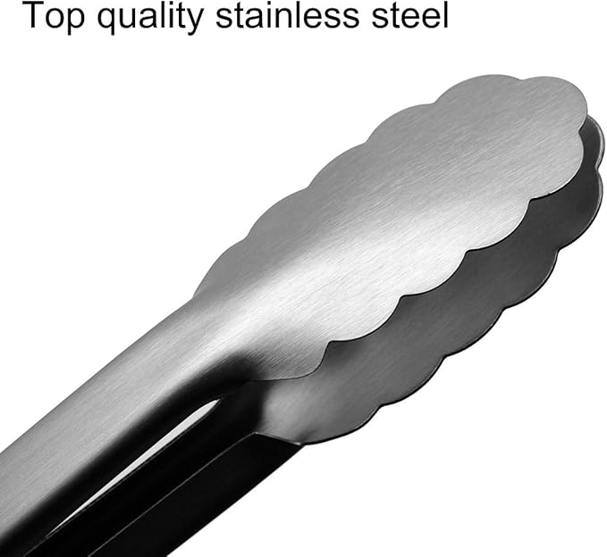 12-inch Stainless Steel Kitchen Tongs with Locking, Metal Food Tongs Non-Slip Grip (12")