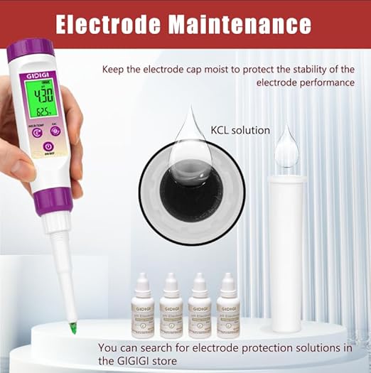 Digital pH Meter Food with Replaceable pH Probe Spear Tip pH Tester Electrode for Semi-Solid Samples