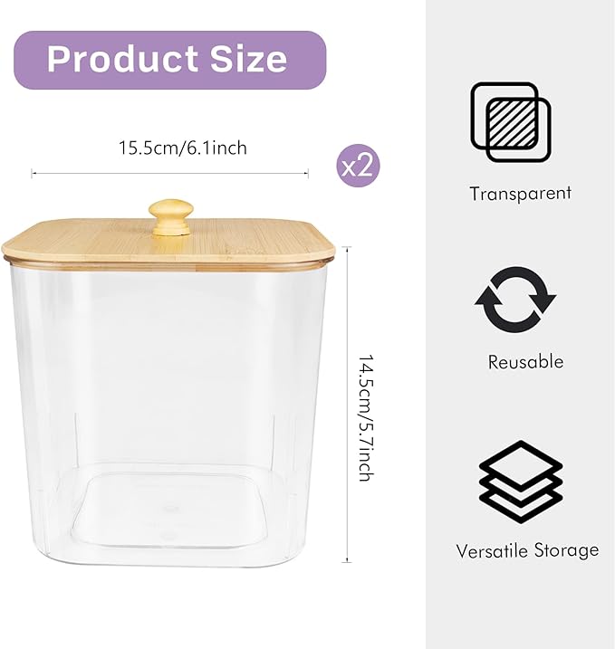 2 Pack Laundry Pods Container,Laundry Room Organization and Storage Containers with Wooden Lids & Labels Large Laundry Detergent Container for Powder,Scent Booster,Pods,Dryer Ball
