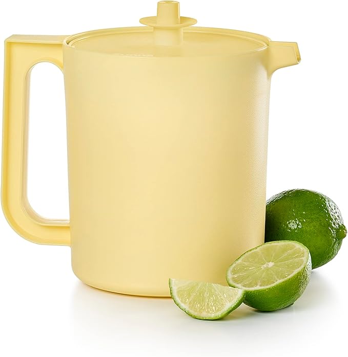 Tupperware Heritage Pitcher Set in Vintage Blue and Yellow Colors, Dishwasher Safe and BPA Free (Set of 2, 1.5 Qt./2 Qt.)