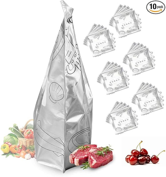 Reusable Aluminum Foil Sealable Storage Bags, 2026 New Resealable Vacuum Zipper Pouches, Stand Up Foil Sealable Bags with Label and Zip Lock for Kitchen (30, Medium)