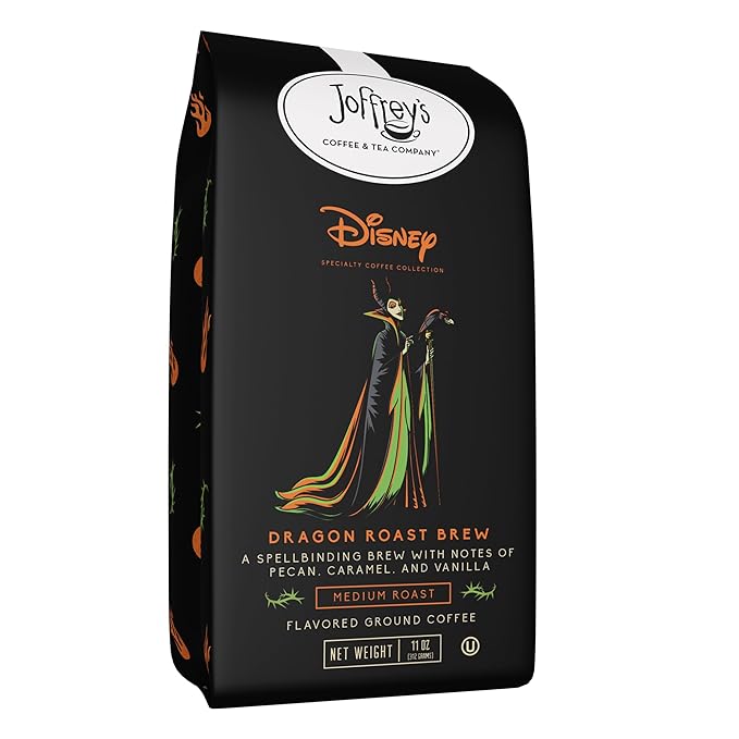 Joffrey's Dragon Roast Brew - Disney Specialty Coffee, Flavored Artisan Medium Roast, Pecan, Vanilla & Caramel Notes, Brew or French Press (Ground, 11oz)