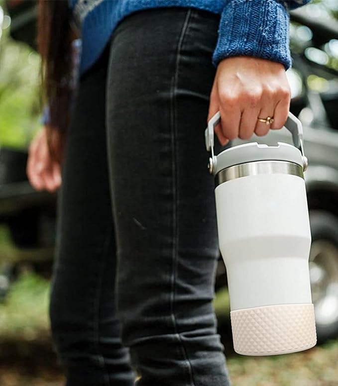 Upgrade 2PCS Protective Silicone Boot Bumper for Stanley Quencher Adventure 40oz 30oz 20oz Tumbler, Water Bottle Bottom Sleeve Cover Accessories for Stanley Mug Cup(Gray Green)